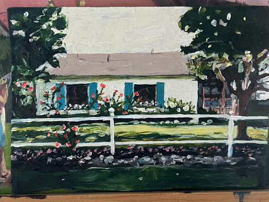 The Process of Creating a Painting of a Home from a Photograph