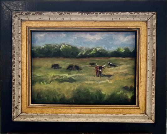 "Have You Heard the Moos?" 8.5x10.5 oil on canvas