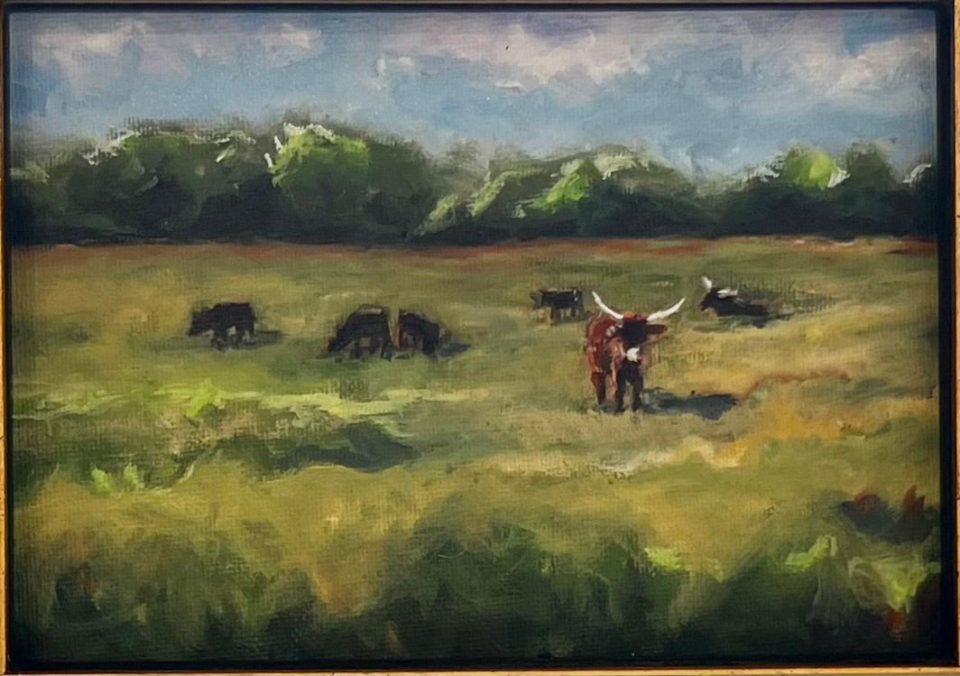 "Have You Heard the Moos?" 8.5x10.5 oil on canvas