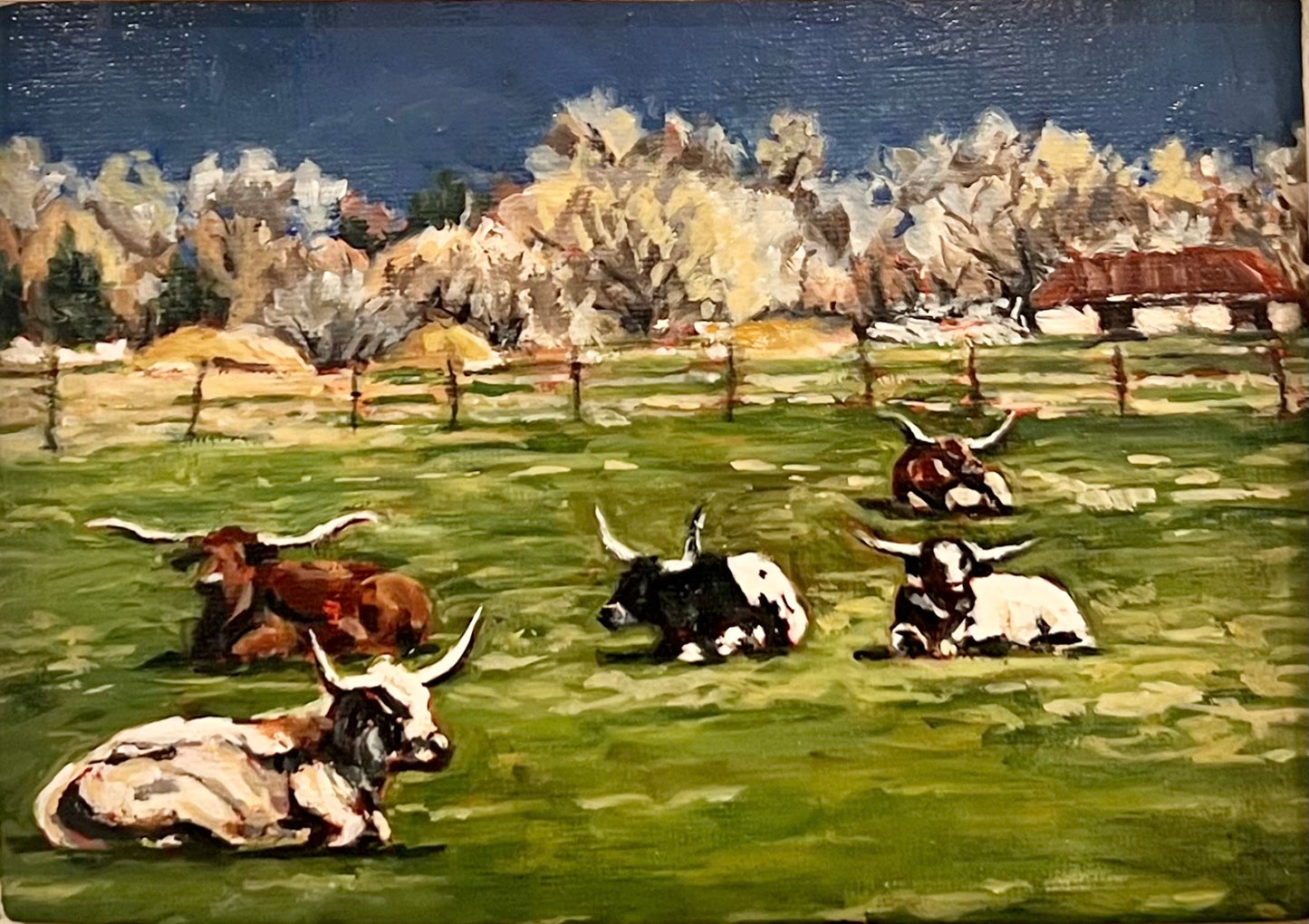 "Golden Hour at Pasture" 10x12 Oil on Canvas