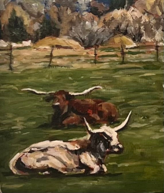 "Golden Hour at Pasture" 10x12 Oil on Canvas