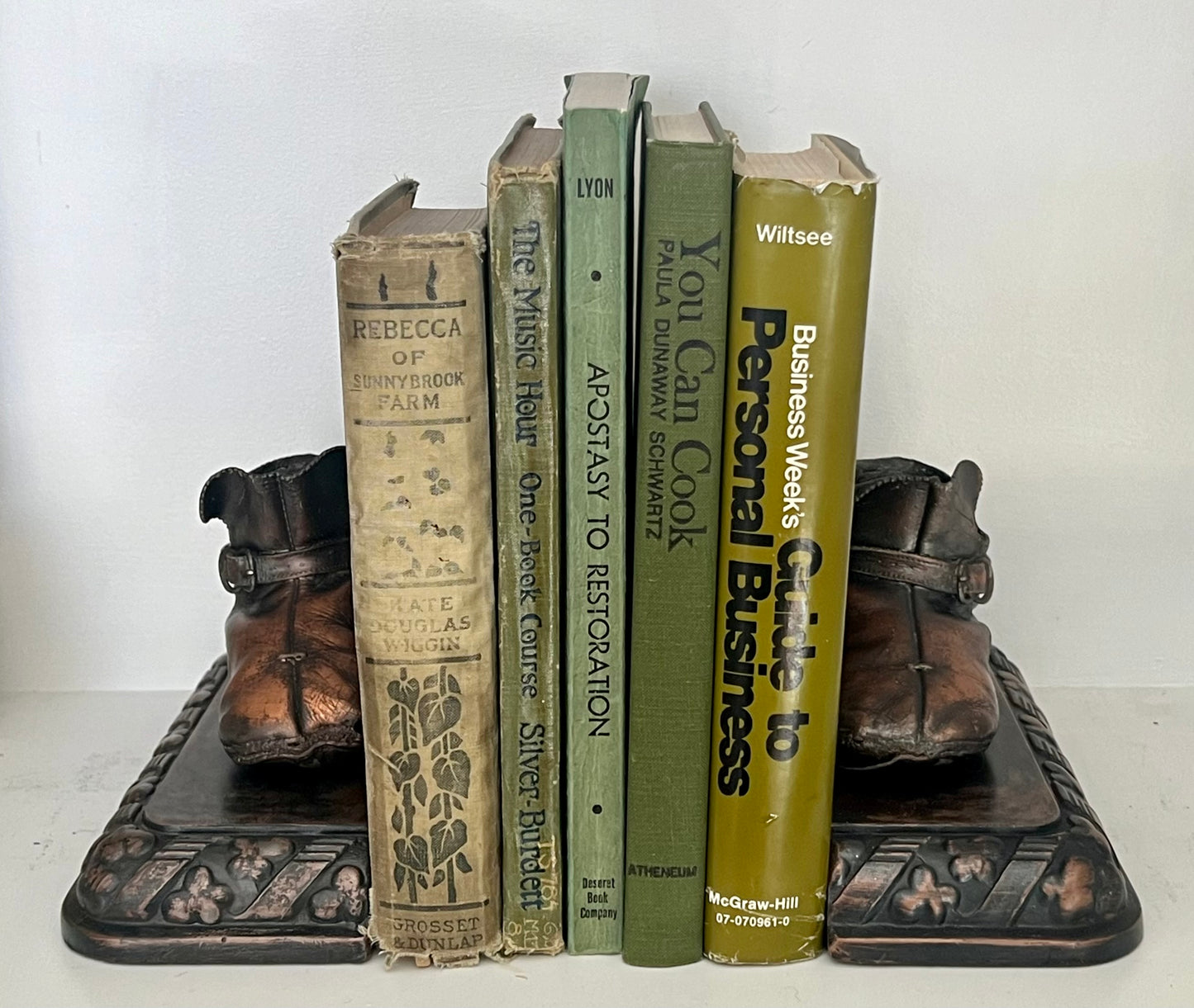 Vintage Bronzed Baby Shoes Book Ends
