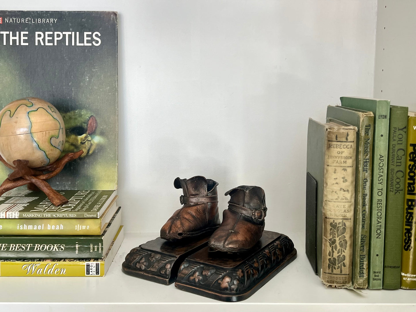 Vintage Bronzed Baby Shoes Book Ends