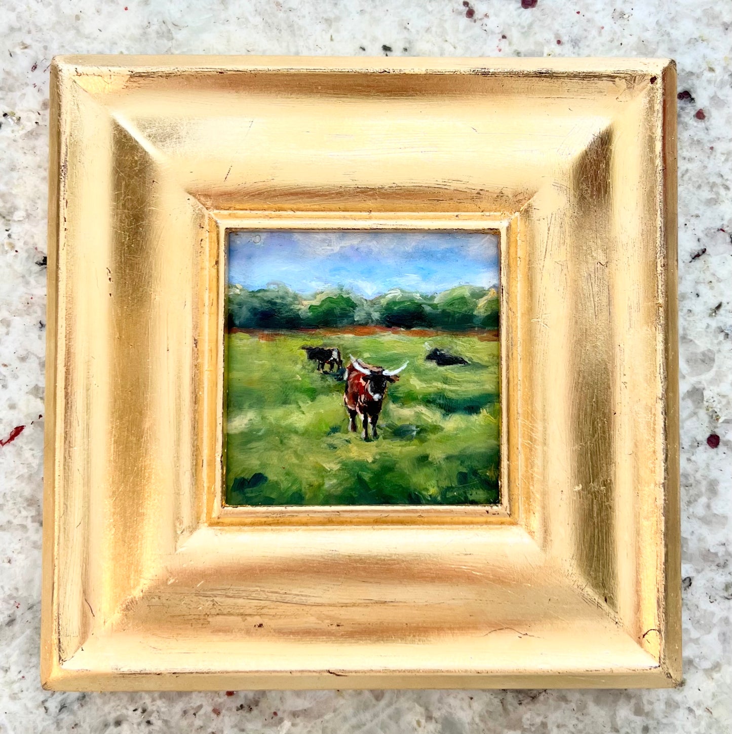 "Graze. Gaze. Repeat." 6x6 Oil on Board