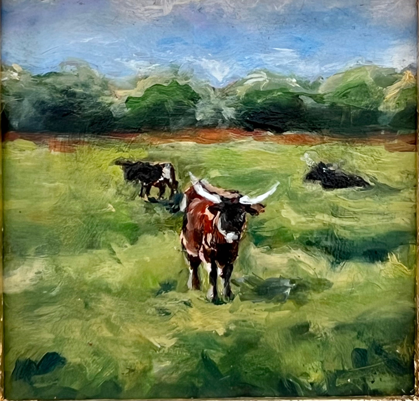 "Graze. Gaze. Repeat." 6x6 Oil on Board