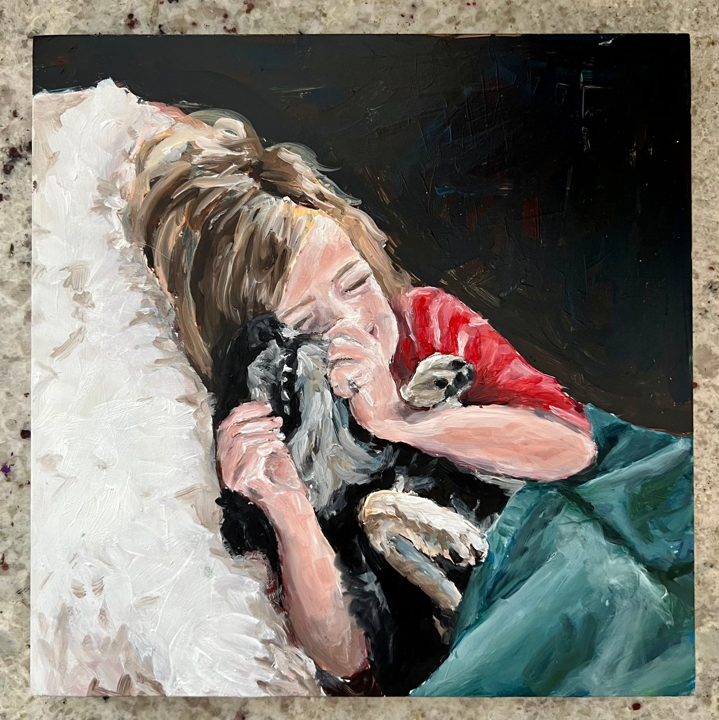 "Girl's Best Friend" 8x8 Oil on Art Board