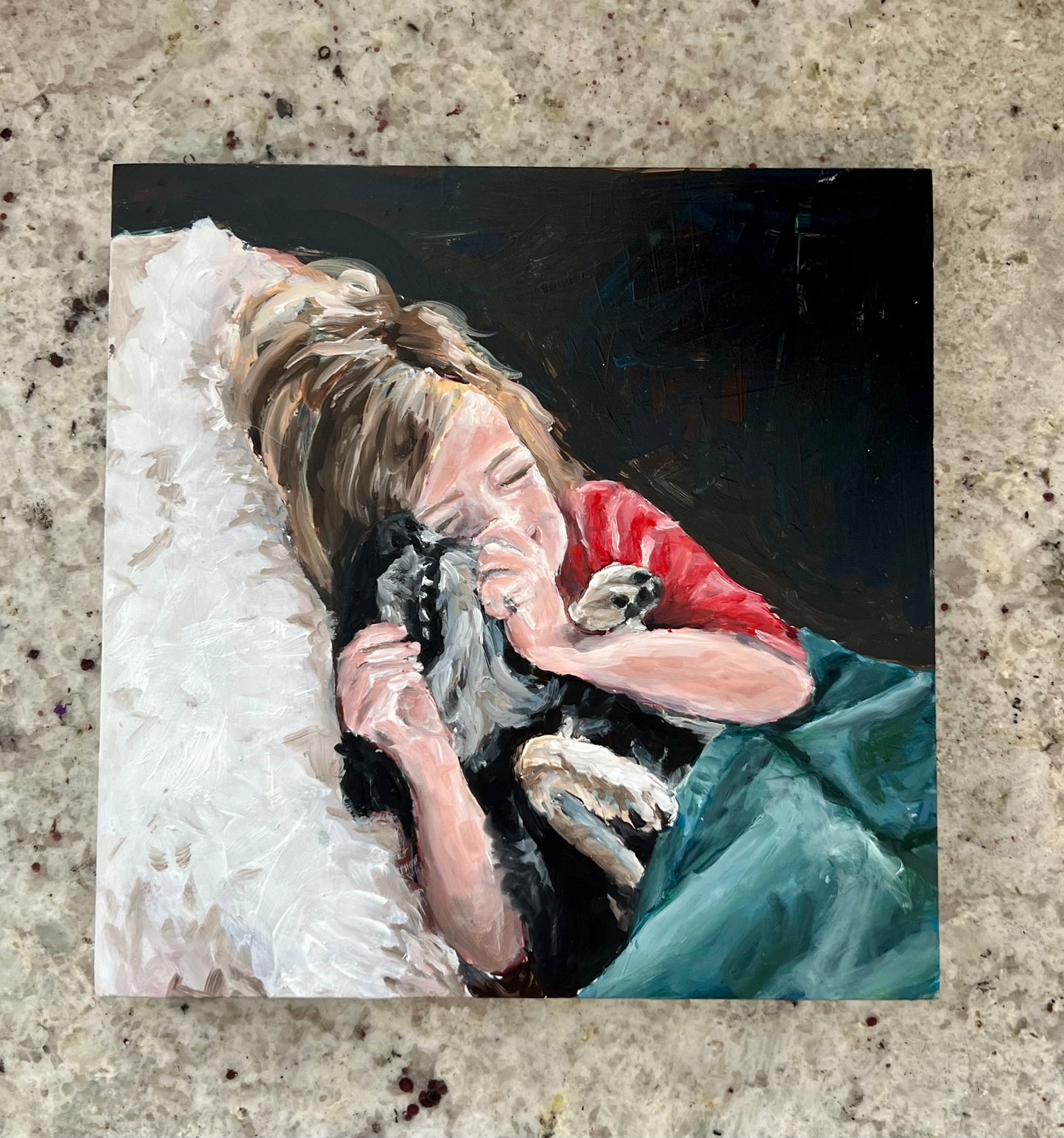 "Girl's Best Friend" 8x8 Oil on Art Board
