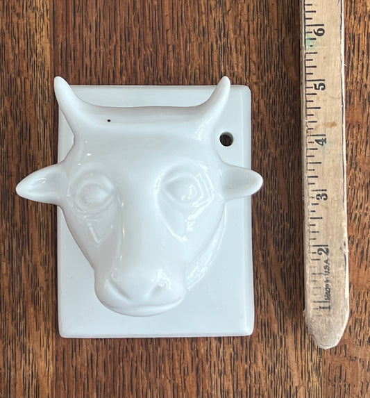 Vintage White Ceramic Cow Hook/Hanger
