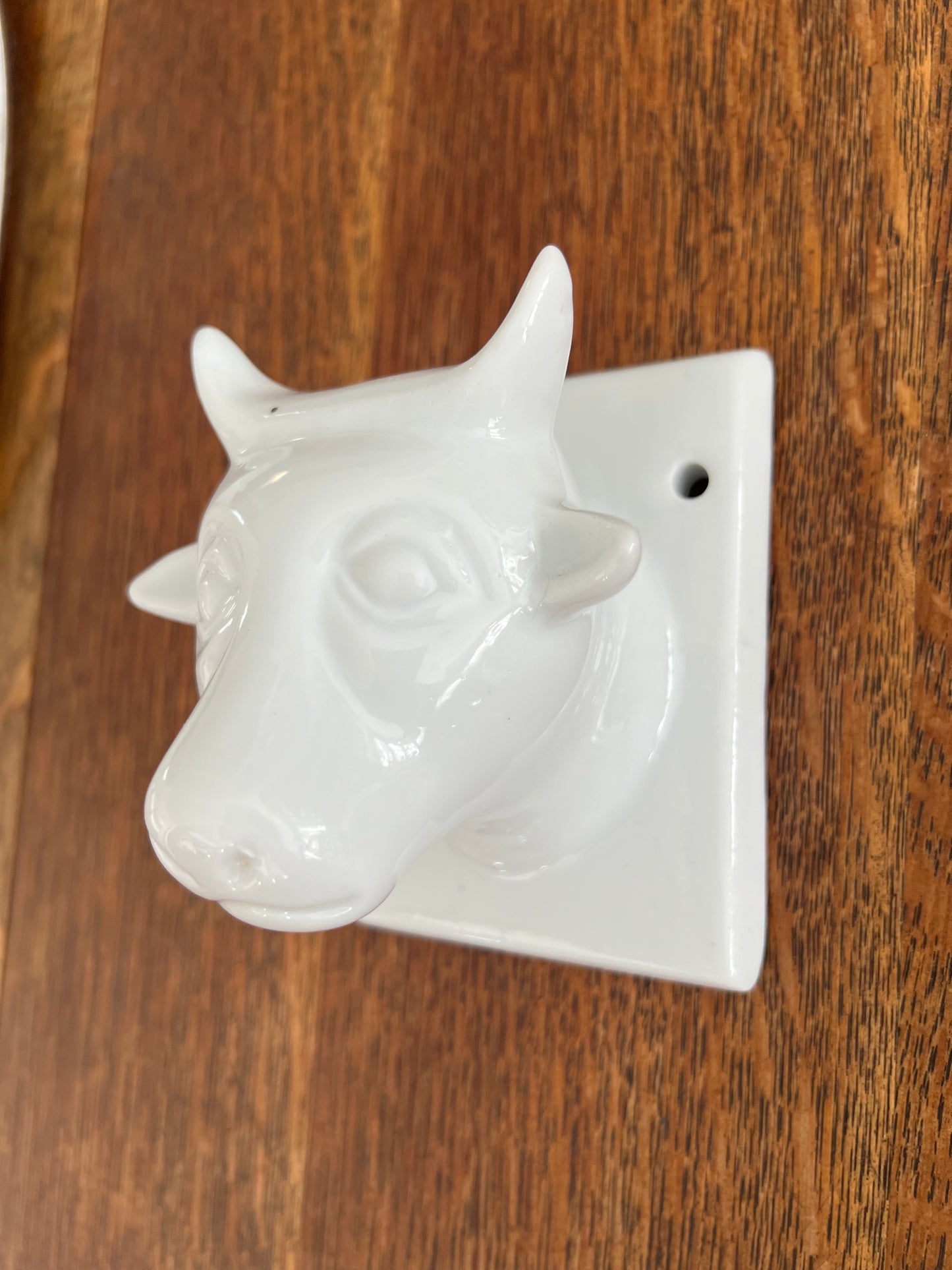 Vintage White Ceramic Cow Hook/Hanger