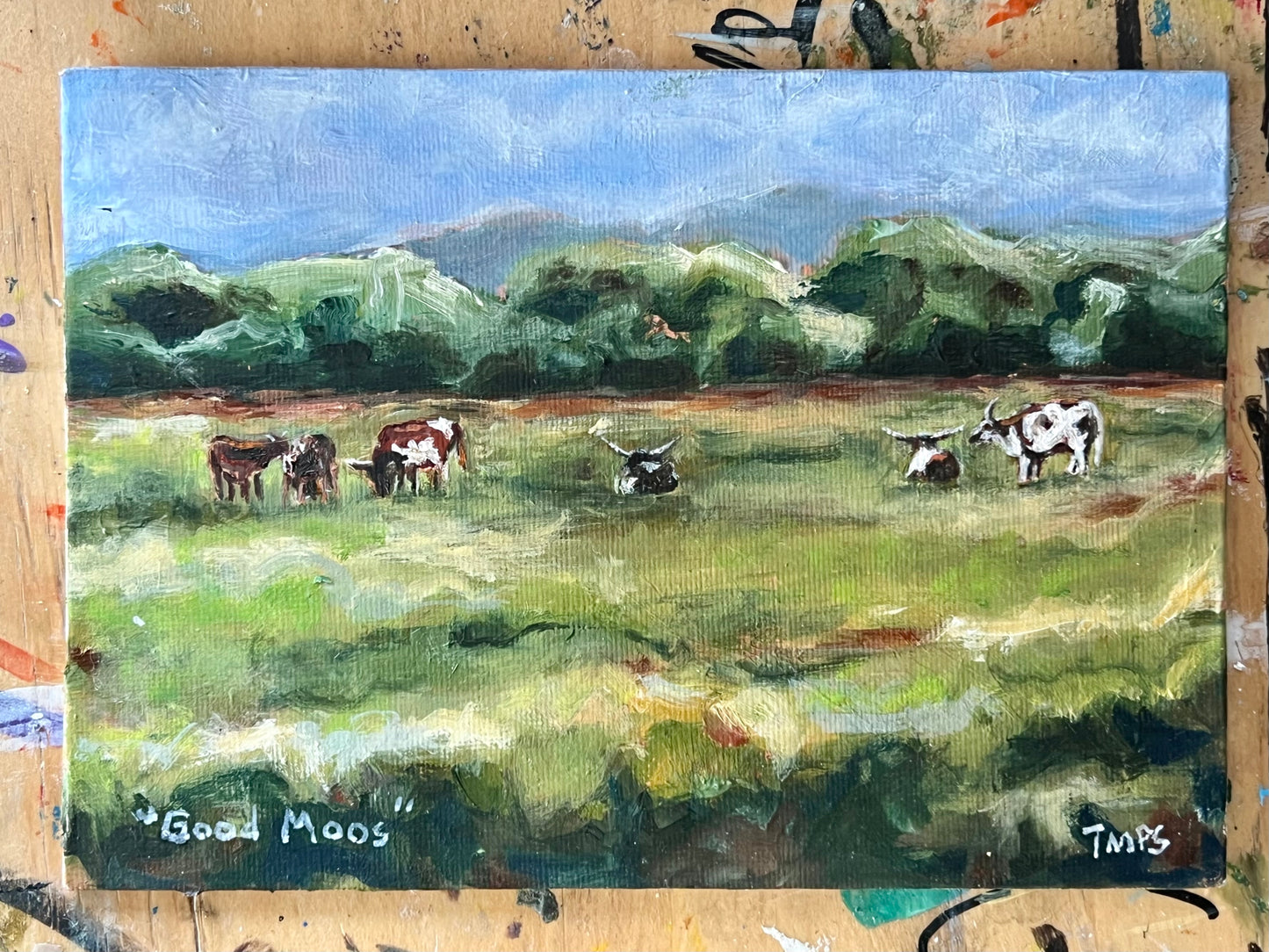 "Good Moos" 11x9 oil on canvas