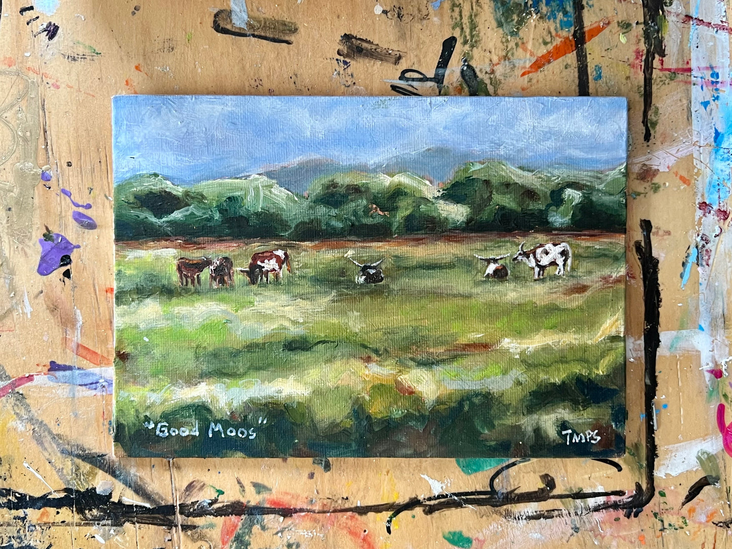 "Good Moos" 11x9 oil on canvas