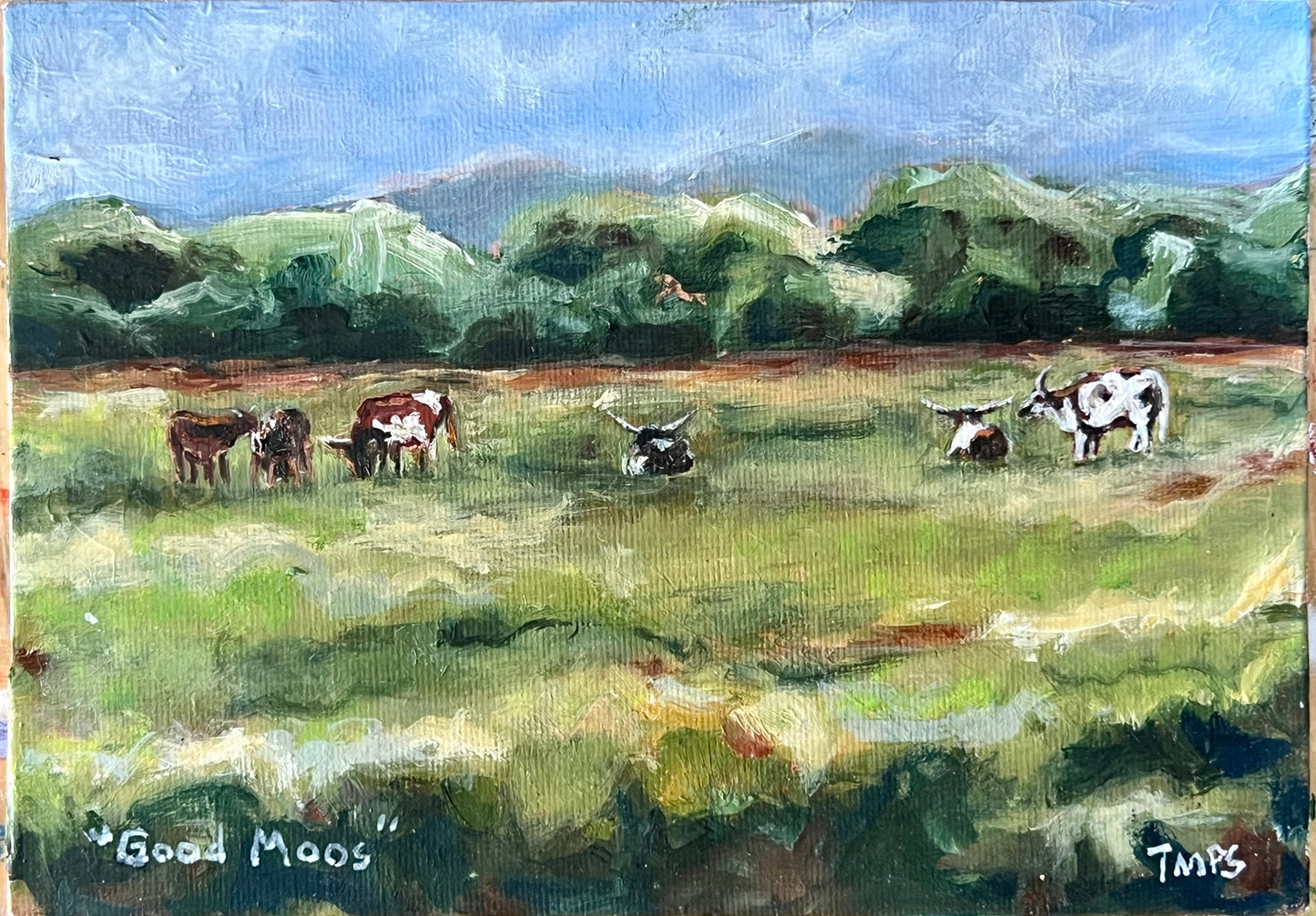 "Good Moos" 11x9 oil on canvas