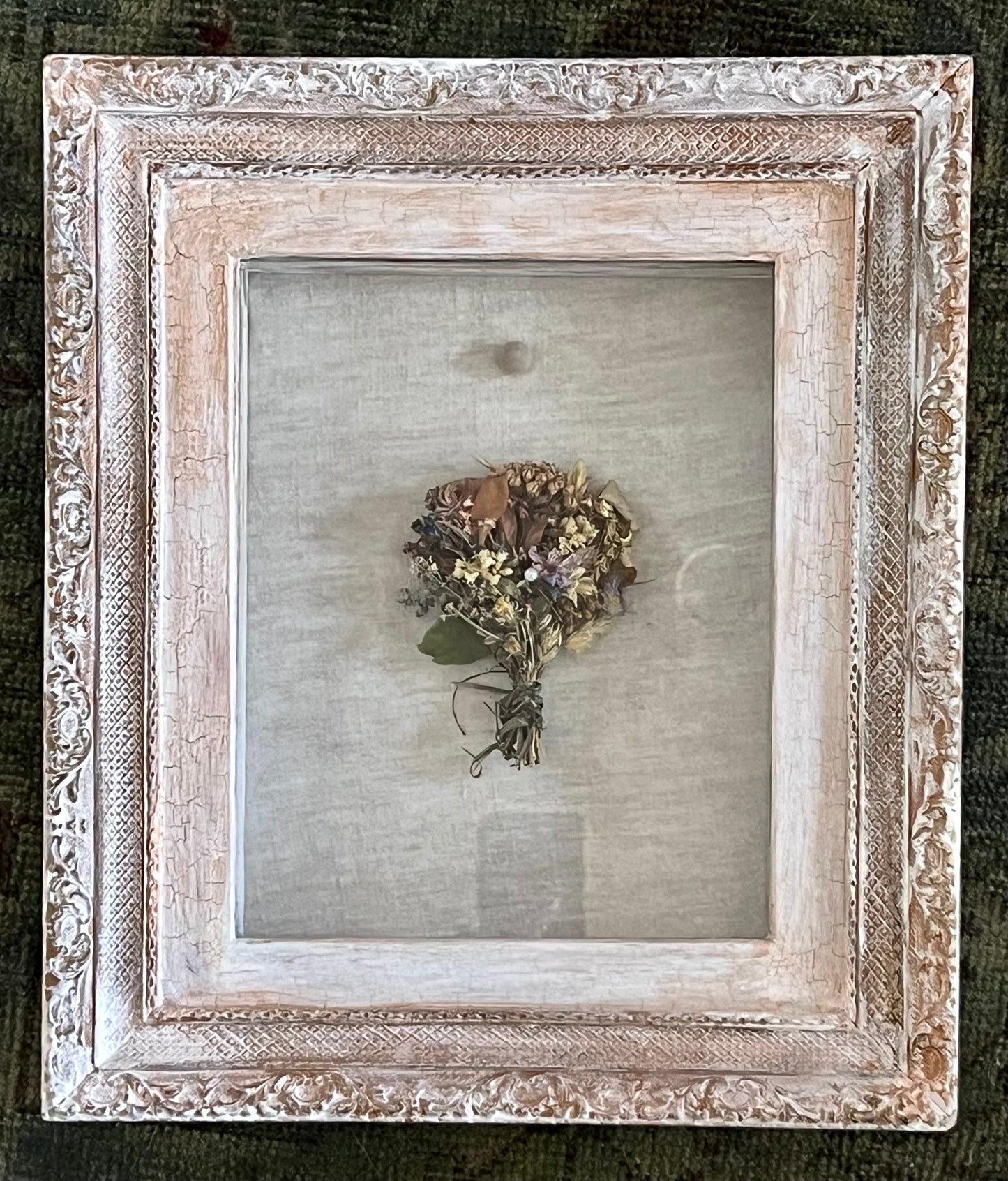 Antique Frame Shadow Box with Closing Door