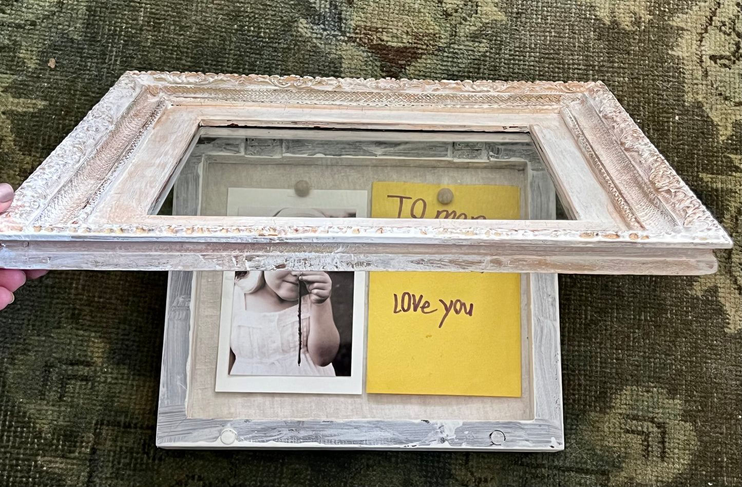 Antique Frame Shadow Box with Closing Door