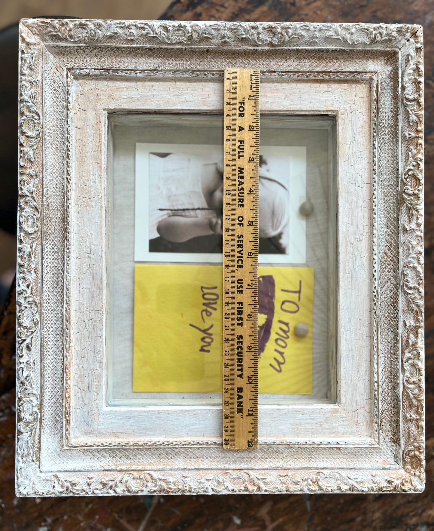 Antique Frame Shadow Box with Closing Door