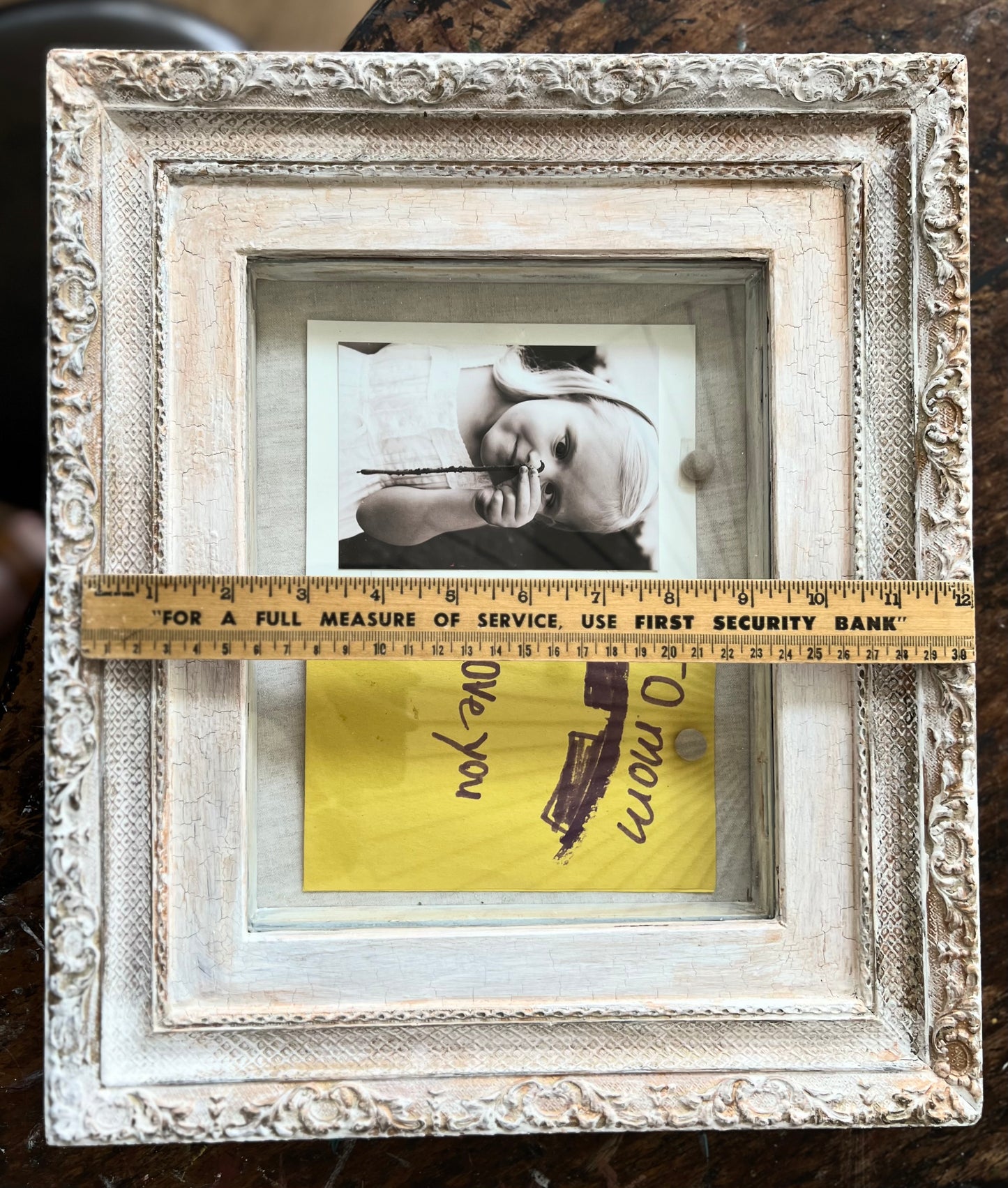 Antique Frame Shadow Box with Closing Door