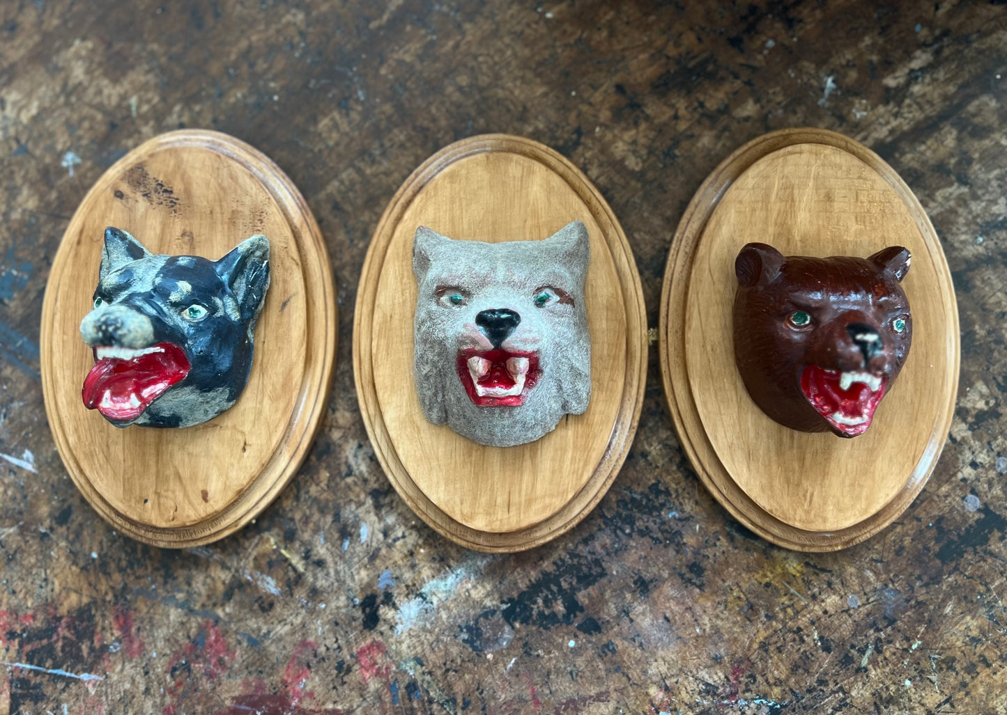 Set of Three Vintage Mounted Animal Heads