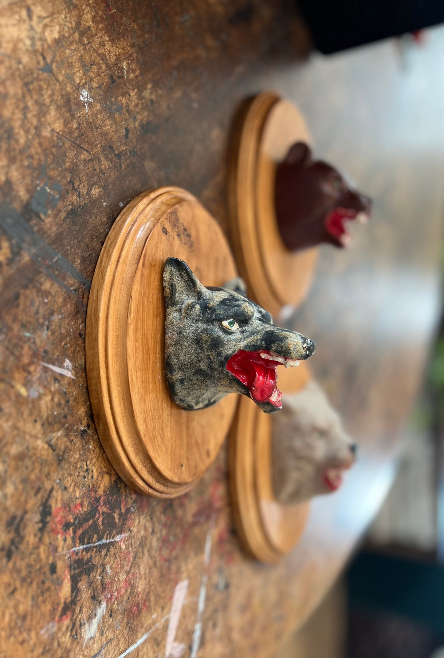 Set of Three Vintage Mounted Animal Heads