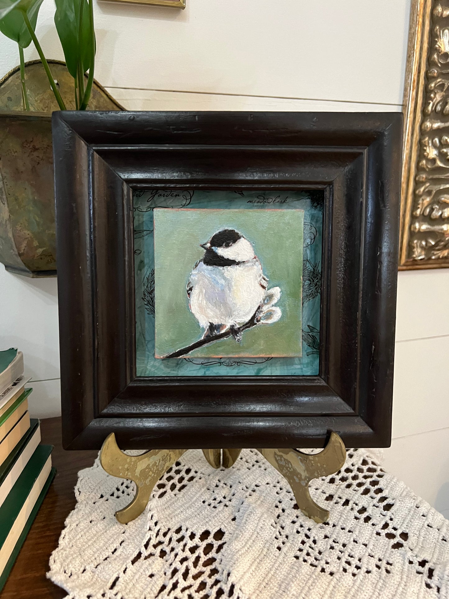 "A Little Bird Told Me" 9x9 oil on stretched canvas
