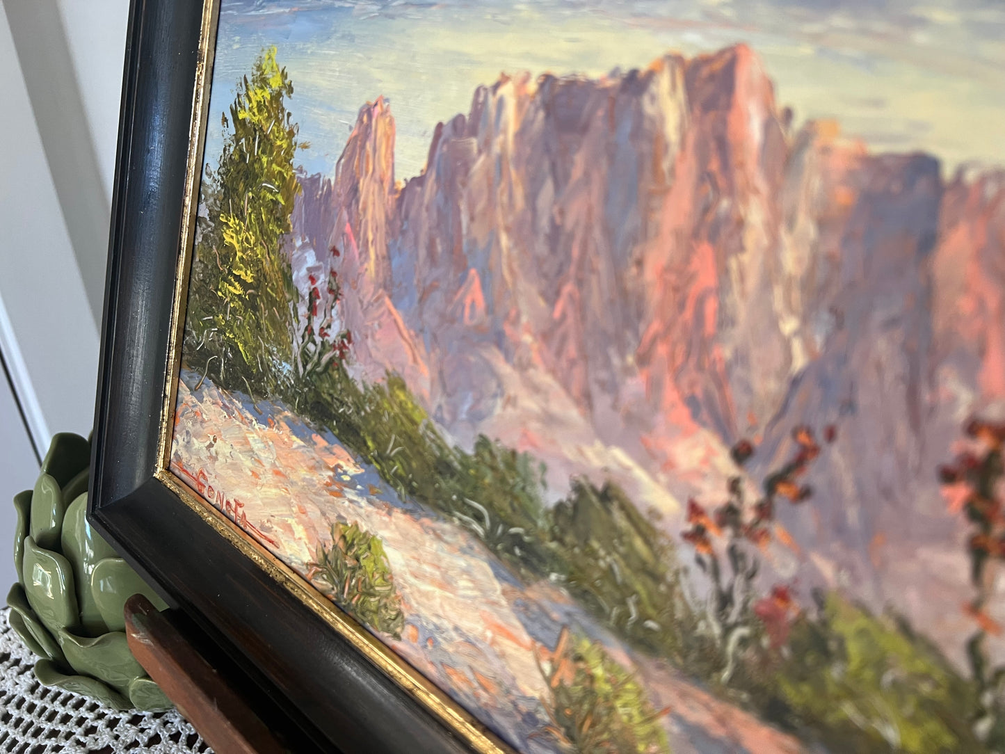 Vintage original oil painting, 11x14" desert mountain scene