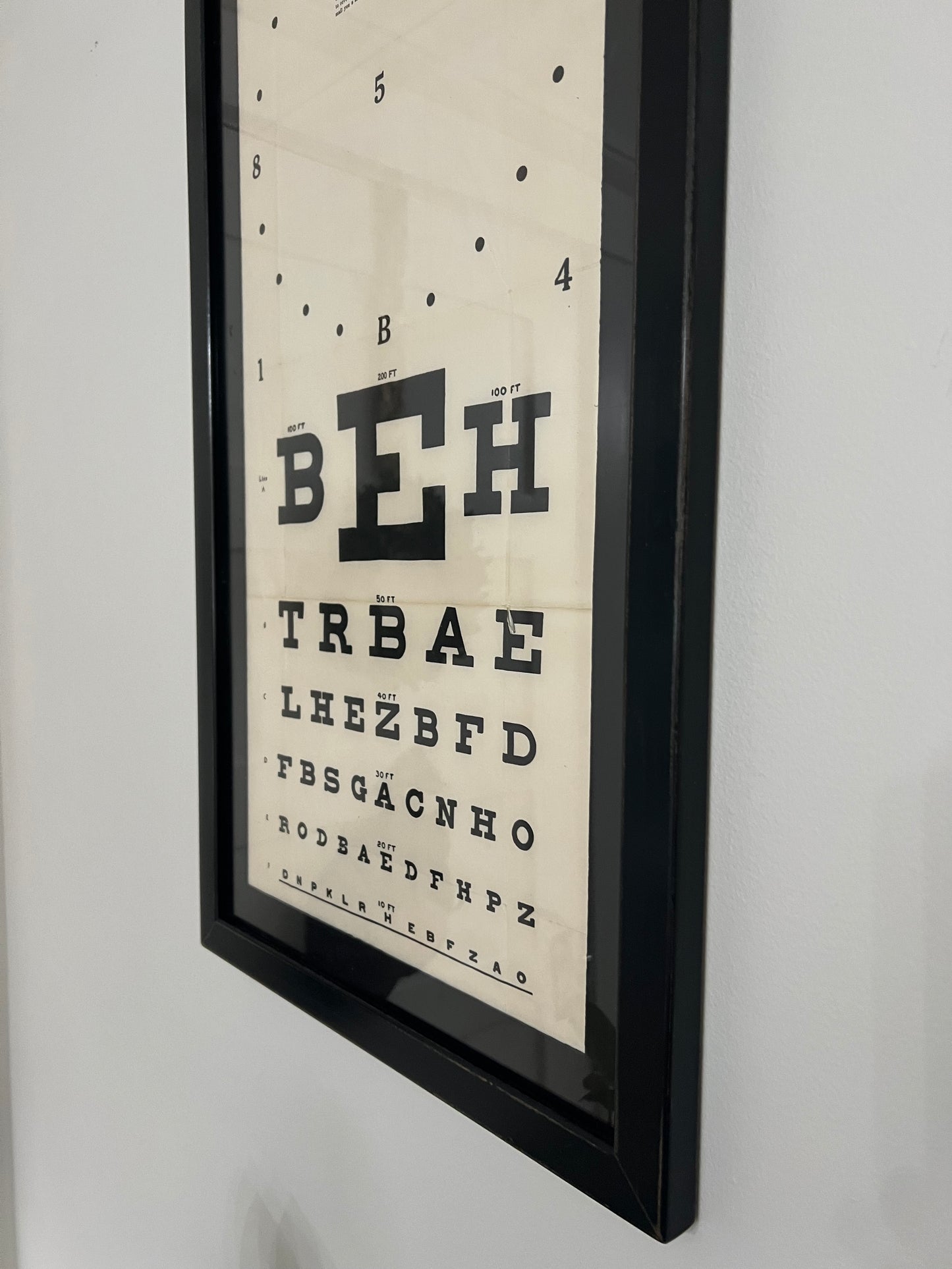 "Eye See You," 15x25.5 Framed Vintage Eye Chart