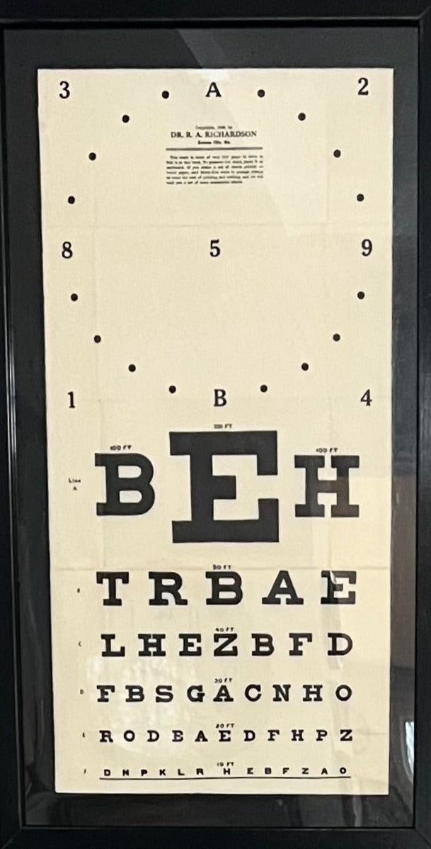 "Eye See You," 15x25.5 Framed Vintage Eye Chart