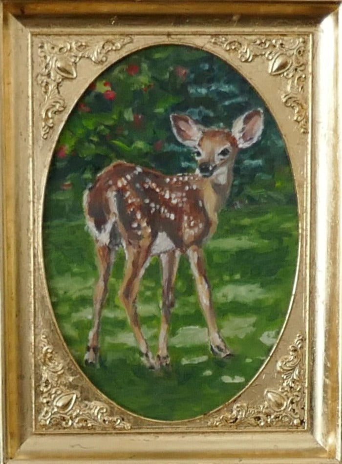 "Deerlightful!" 6x8 oil on mat board