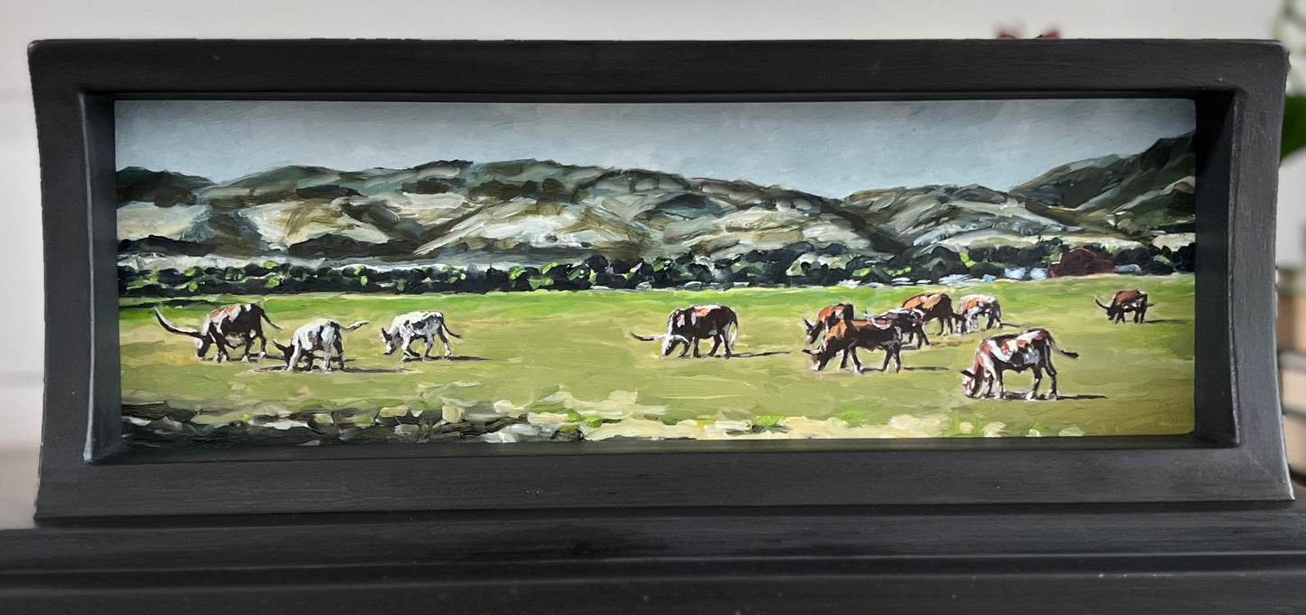 "Out To Pasture" 6x17 oil on board by Tiffiny Shults