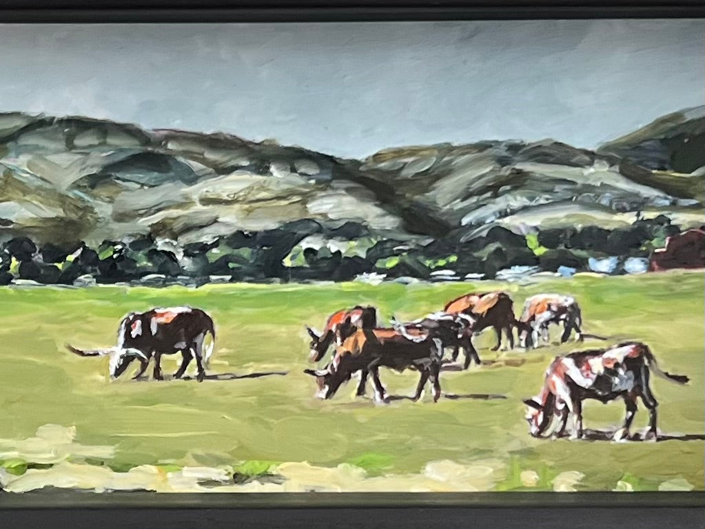 "Out To Pasture" 6x17 oil on board by Tiffiny Shults