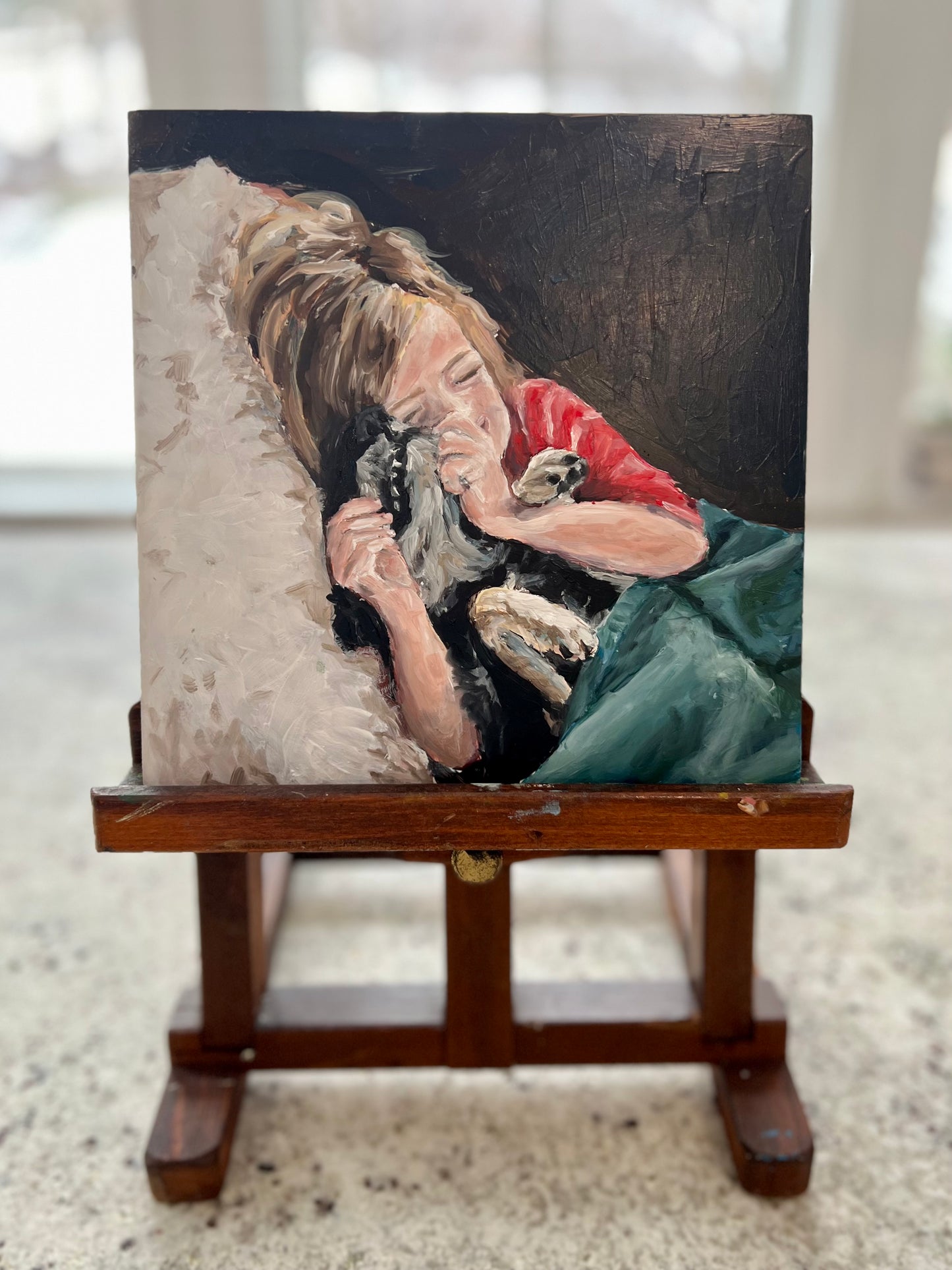 Sold-"Girl's Best Friend" 8x8 Oil on Art Board