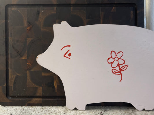 Handmade Pale Pink Pig Cutting Board