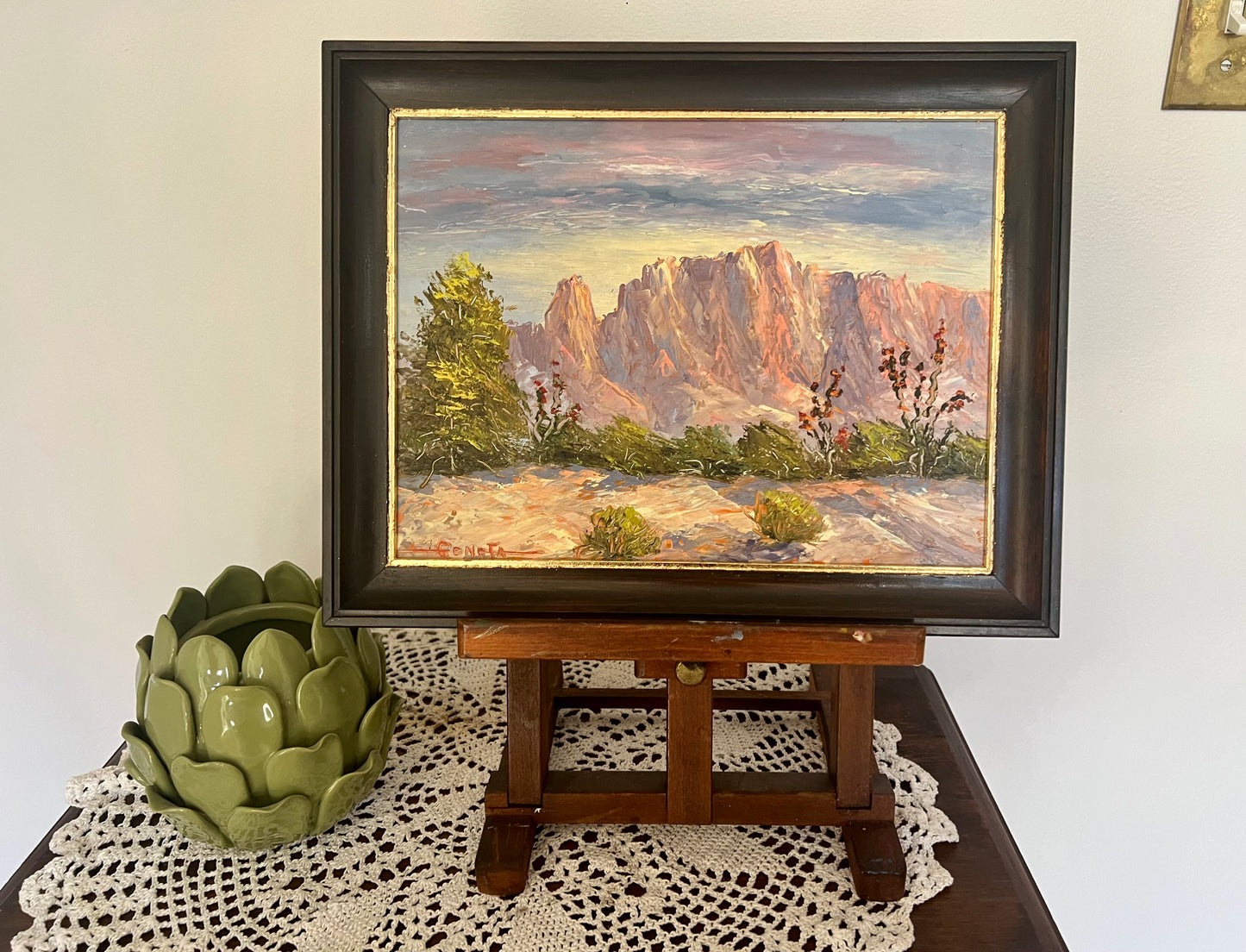 Vintage original oil painting, 11x14" desert mountain scene