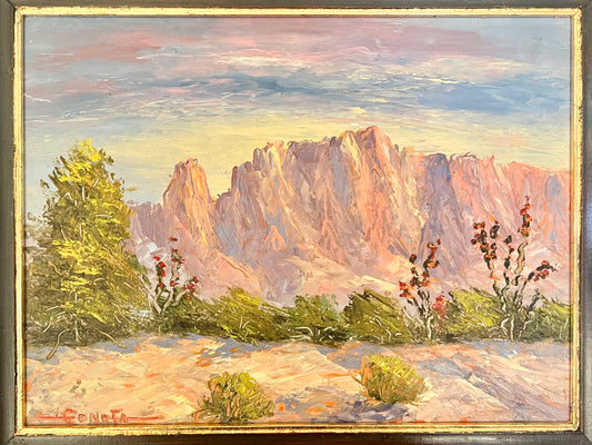 Vintage original oil painting, 11x14" desert mountain scene